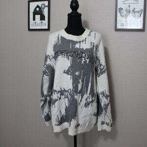 Aelfric Eden Womens Sweater Gray White Oversized Soft Crewneck Size XL